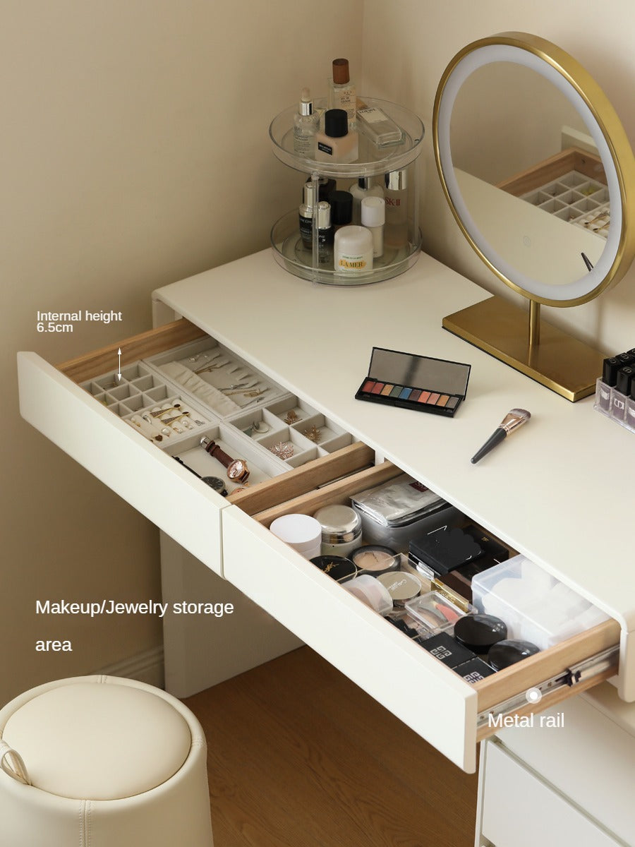 Poplar Solid Wood, Solid Rubberwood L-Shape Dressing Table