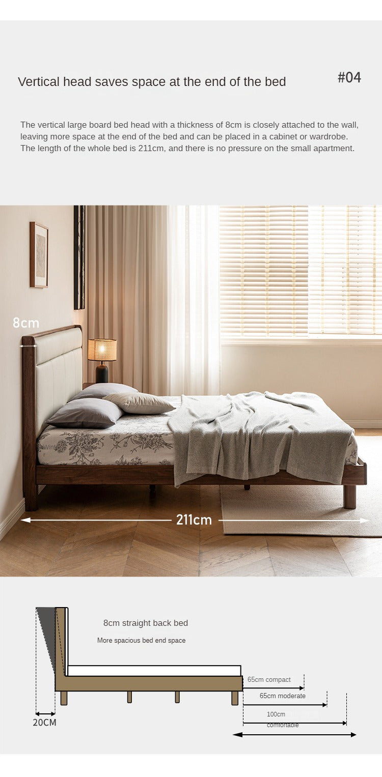 North American Black Walnut, Ash solid wood leather soft bed