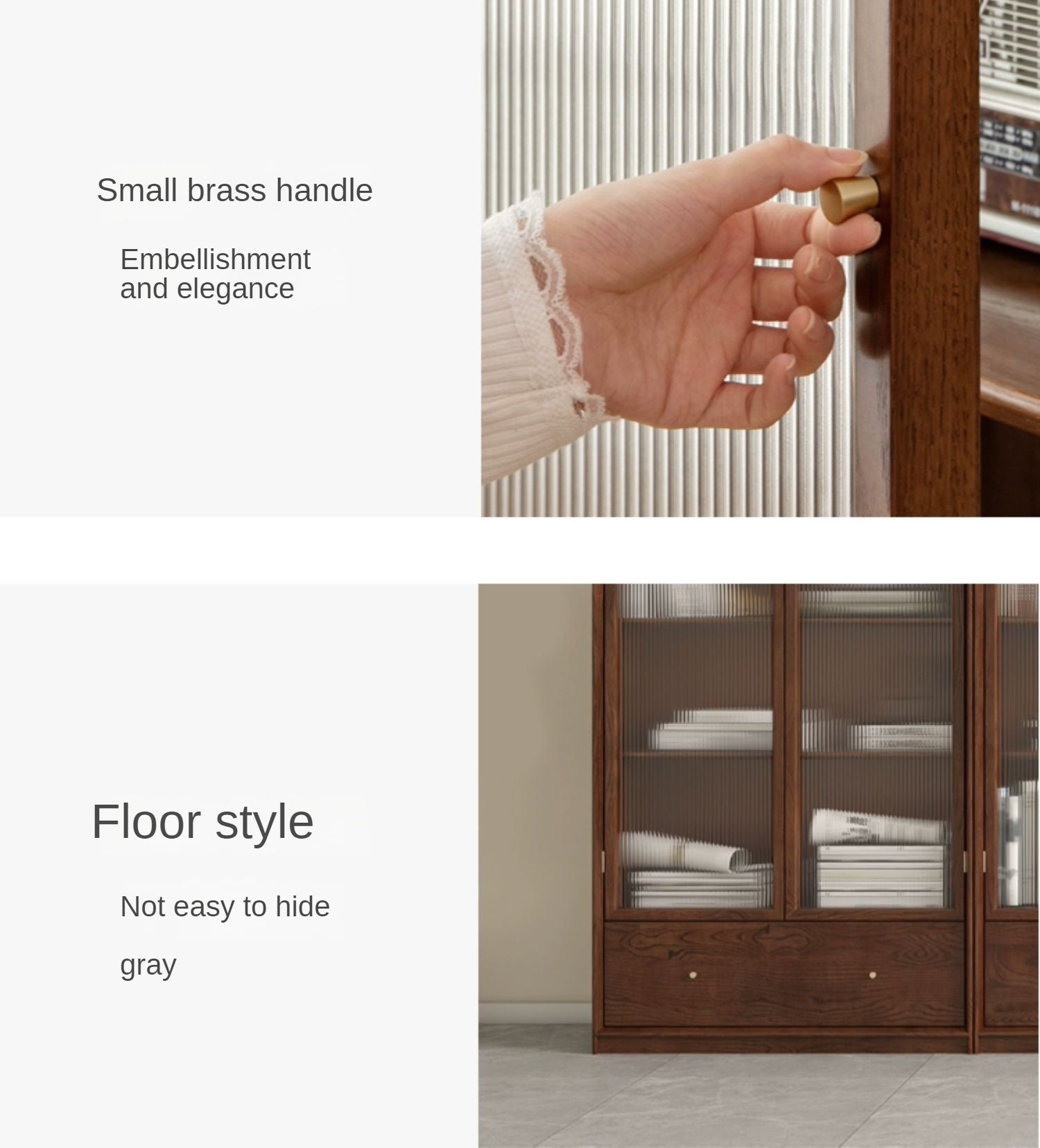 Oak, Ash Solid Wood Modular Bookcase with Glass Doors