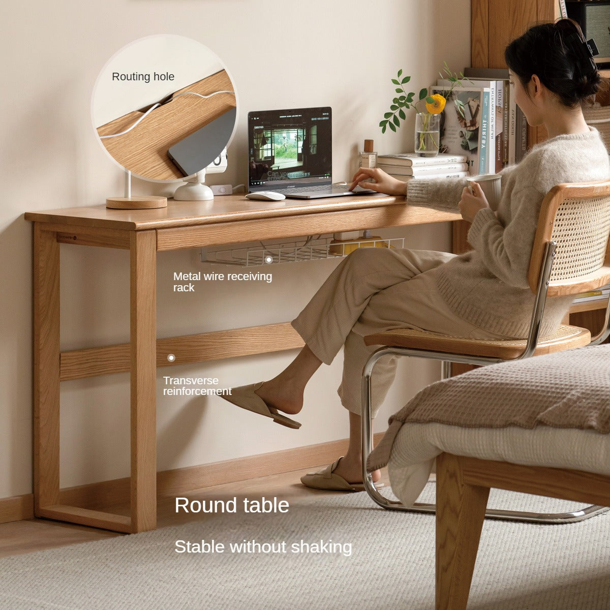 Oak, Poplar, Beech Solid Wood Long Narrow Desk