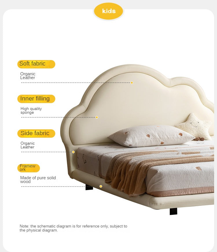 Сream style Organic Leather kid's Cloud Bed, suspended bed<