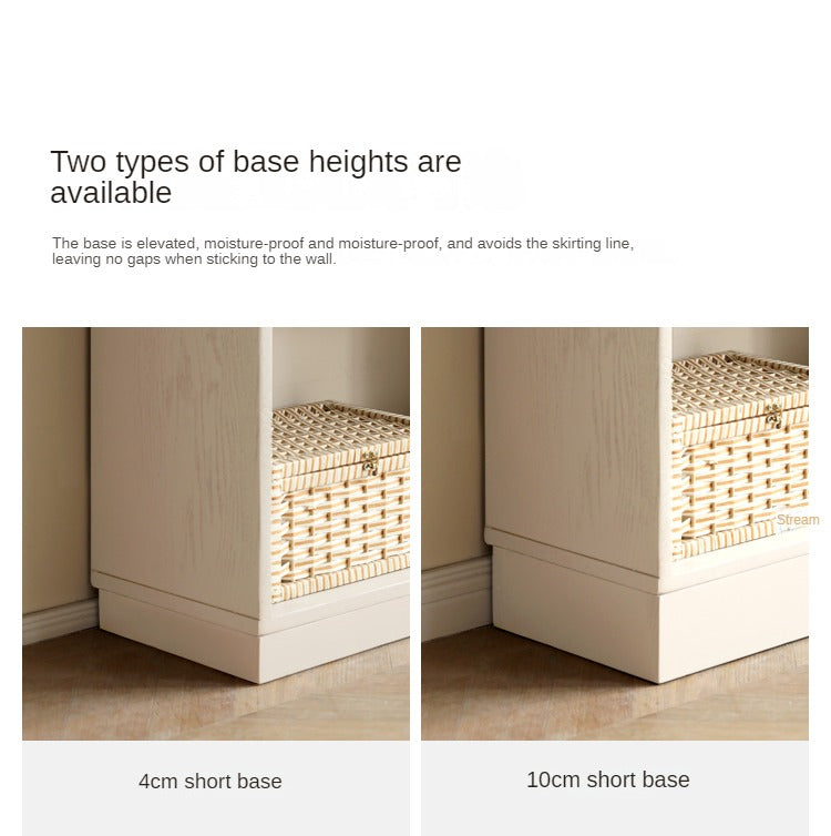 Oak Solid Wood Bookshelf Storage Rack Cream Style Full Wall Cabinet