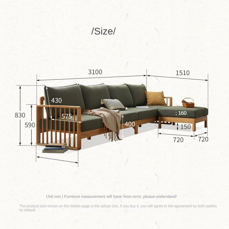 Ash Solid Wood Corner Modern Simple Sofa.