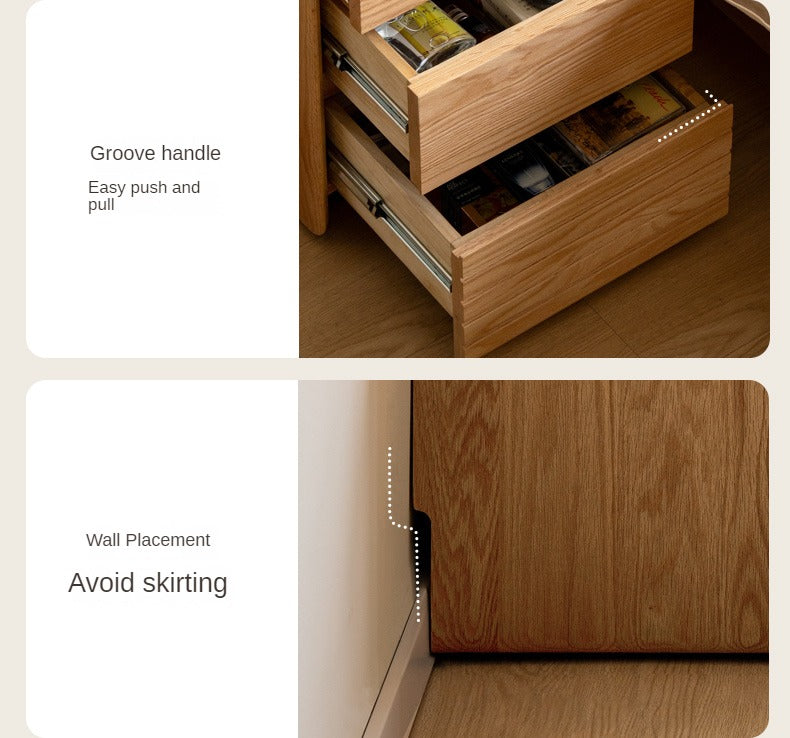 Ash, Oak Solid Wood Movable Glass Small Nightstand