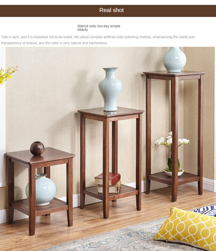 Oak Solid Wood Walnut Color Flower Rack