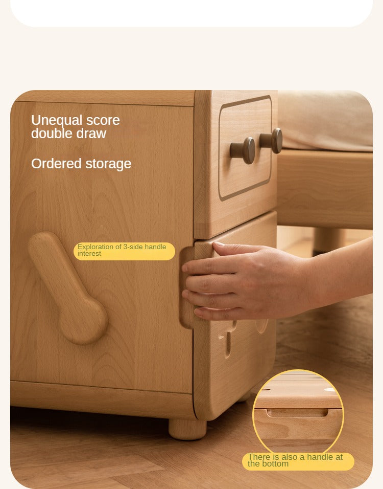 Oak Solid Wood Children's Cartoon Robot Nightstand