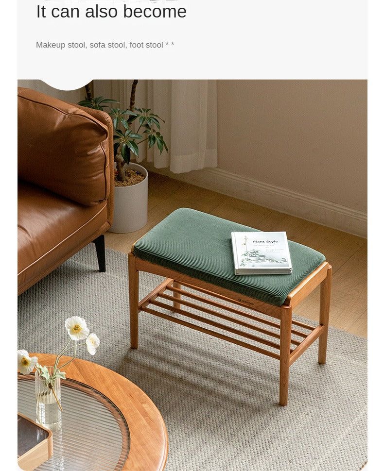 Cherry Solid Wood Shoe Storage Bench