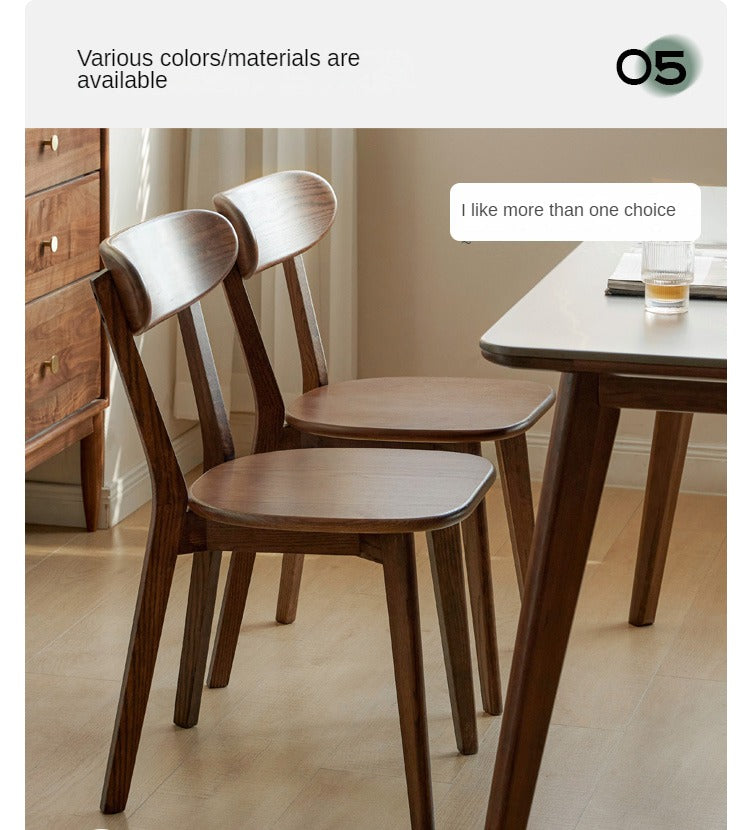 Oak, Cherry, Beech Solid Wood Curved Backrest Dining Chair