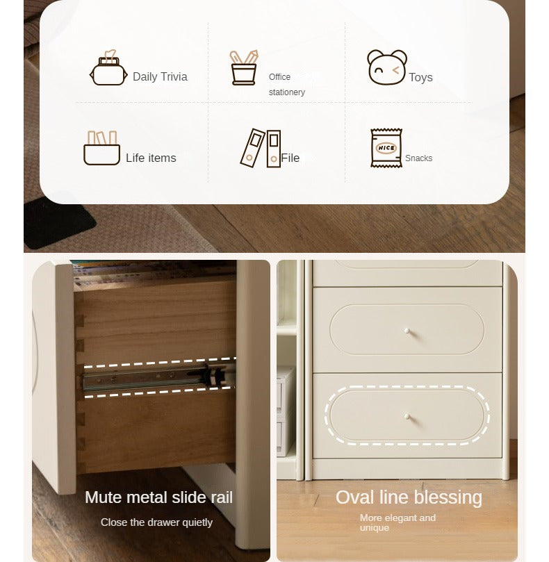 Poplar Solid Wood Bookcase White With Glass Door French Cream Style