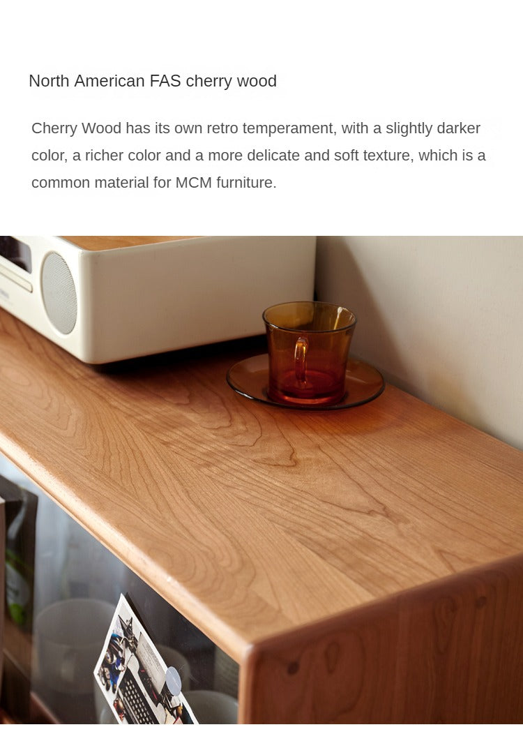 Cherry Wood, Oak, Poplar Solid Wood Side Cabinet Flip Door, LED light