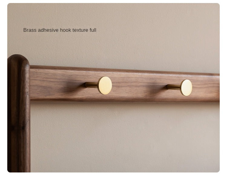 Black Walnut, Oak Solid Wood Floor to Floor Clothes Storage Rack