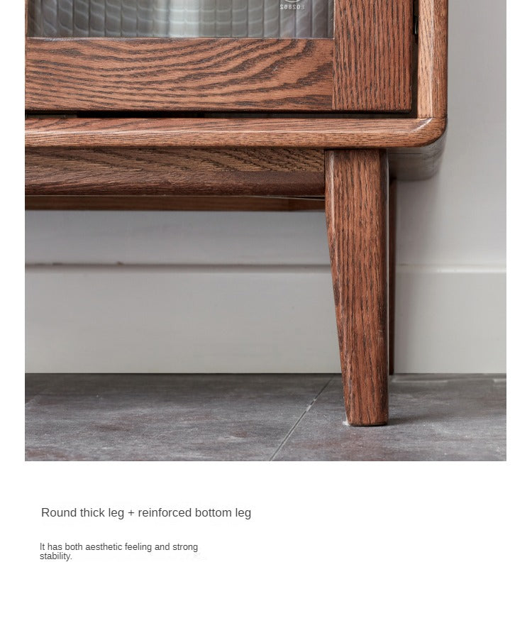 Solid Rubberwood, Oak Solid Wood Nordic Side Cabinet