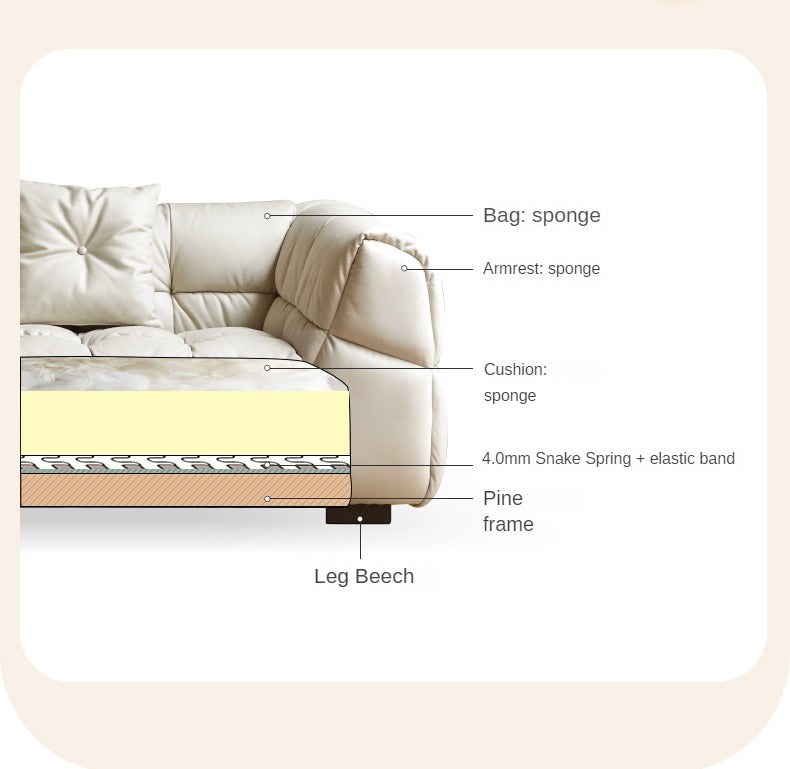 Genuine Leather,Technology Cloth Sofa Cream Wind.