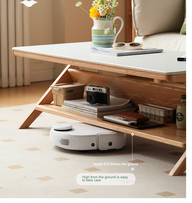 Oak Solid Wood Modern Rock Plate Coffee Table