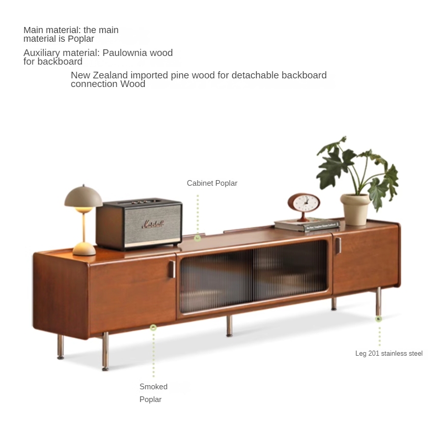 Poplar Solid Wood Retro High Locker TV Cabinet.