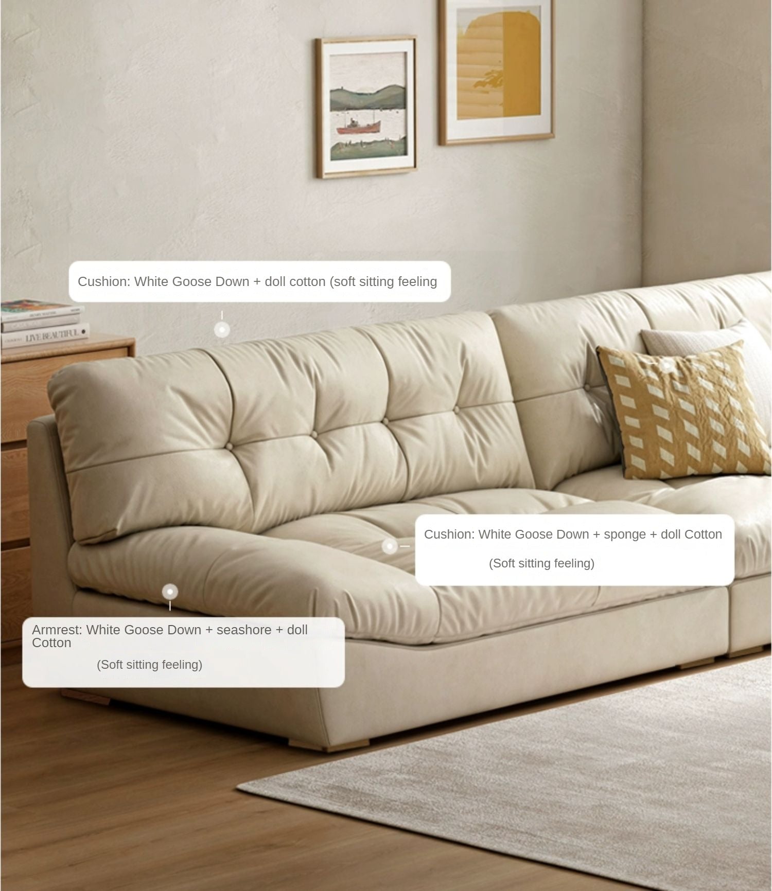 First Layer Cowhide Italian Style Sofa.