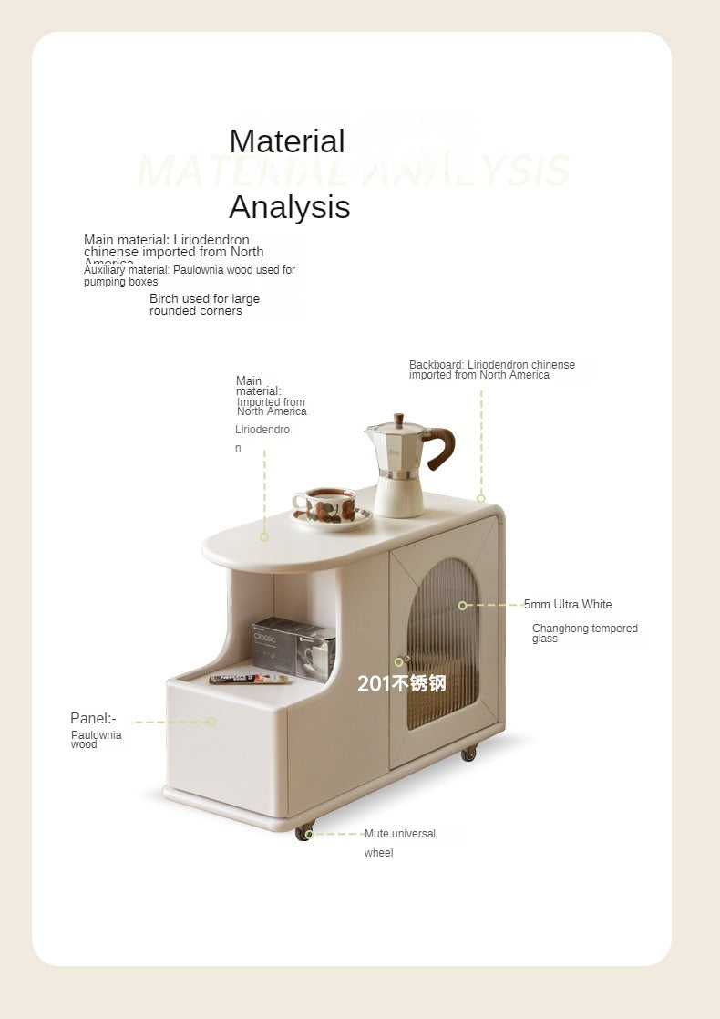 Poplar Solid Wood Edge Side Table French Cream Style