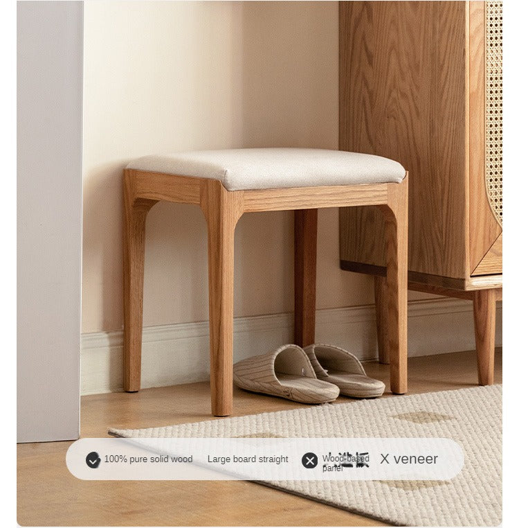 Ash, Oak, Black Walnut Solid Wood, Solid RubberWood Makeup Stool