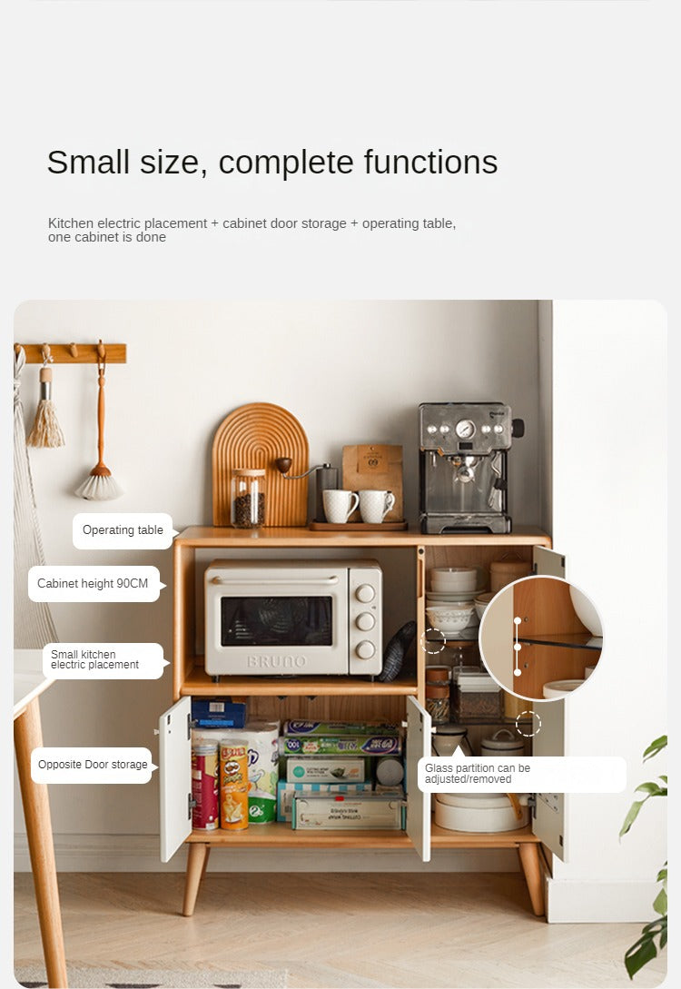 Beech Solid Wood Meal White Storage Cabinet