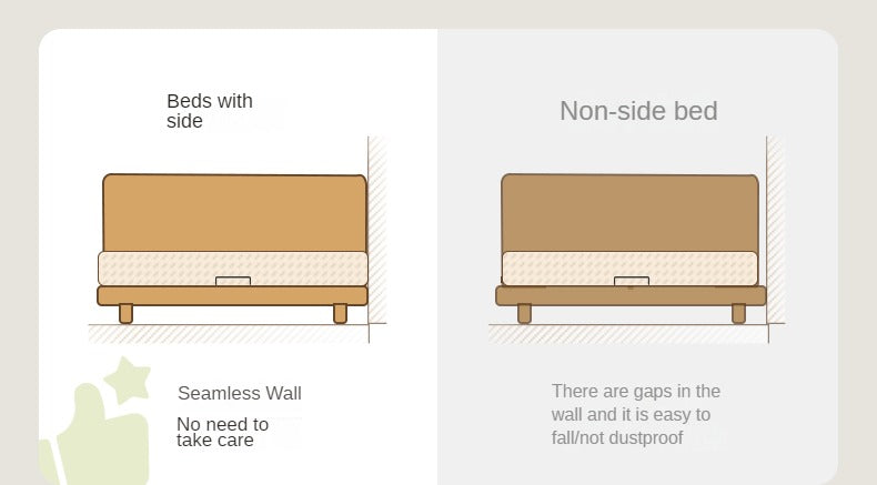 Oak, Beech Solid wood modern platform bed, headboard-free suspended bed with light