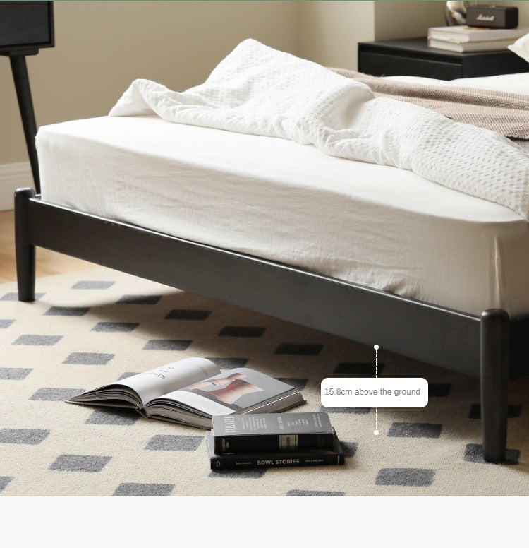Oak Solid Wood Black Retro American Bed