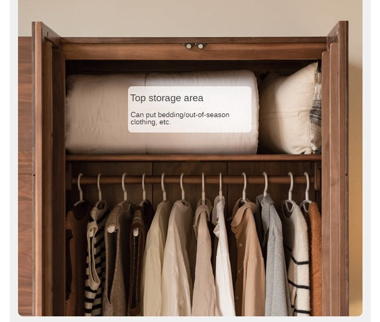 Black Walnut Solid Wood Wardrobe Combination.