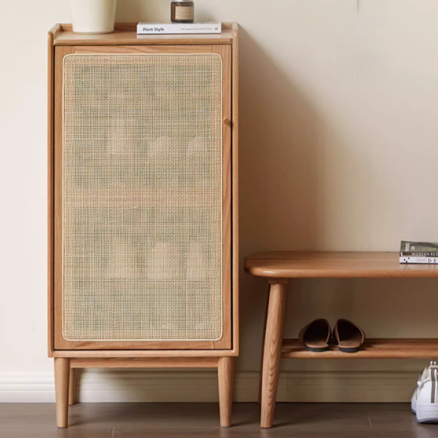 Oak Solid Wood Narrow Style With Doorshoe Cabinet