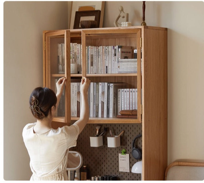 Oak, Cherry Solid Wood Desk Bookshelf Integrated Study Table