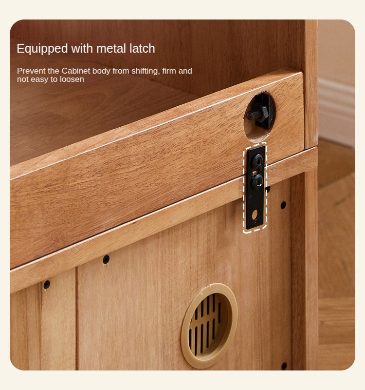 Rubber pure solid wood bookshelf floor-standing cabinet.