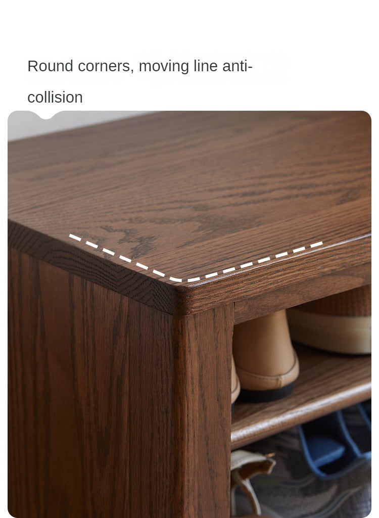Oak Solid Wood Shoe Stool For Home Entrance