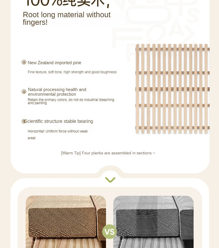 Poplar, Rubberwood Solid Wood Bed Modern Simple Cream Style