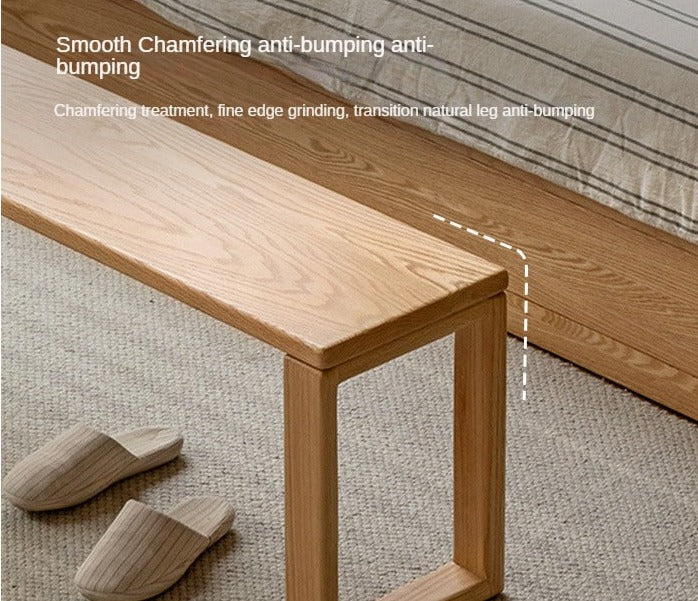 Ash, Oak, Cherry, Beech Solid Wood Long Bed end Bench