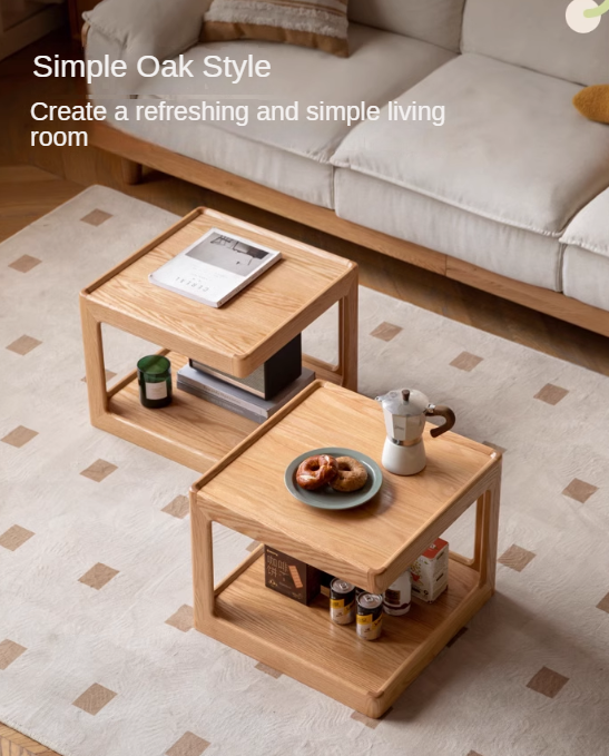 Oak Solid Wood Square Coffee Table.