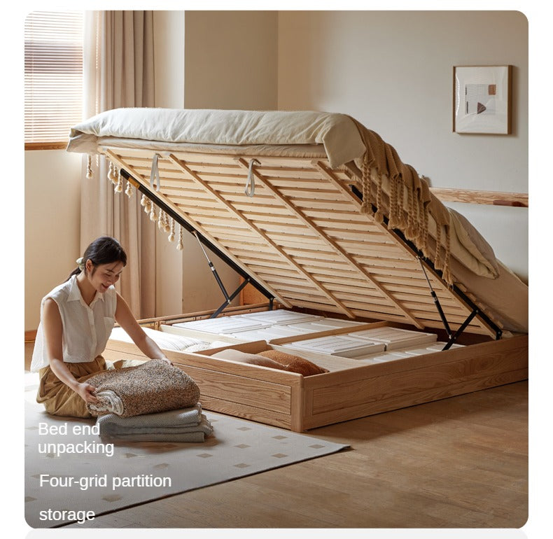 Oak Solid Wood Box Bed Storage Technology Cloth