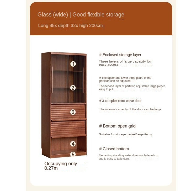 Rubber Solid Wood Bookcase Household Storage.
