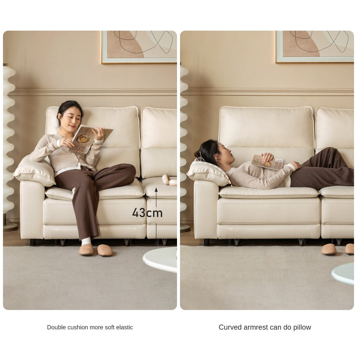 Ecological Cloud Leather Electric High Back Sofa Bed.