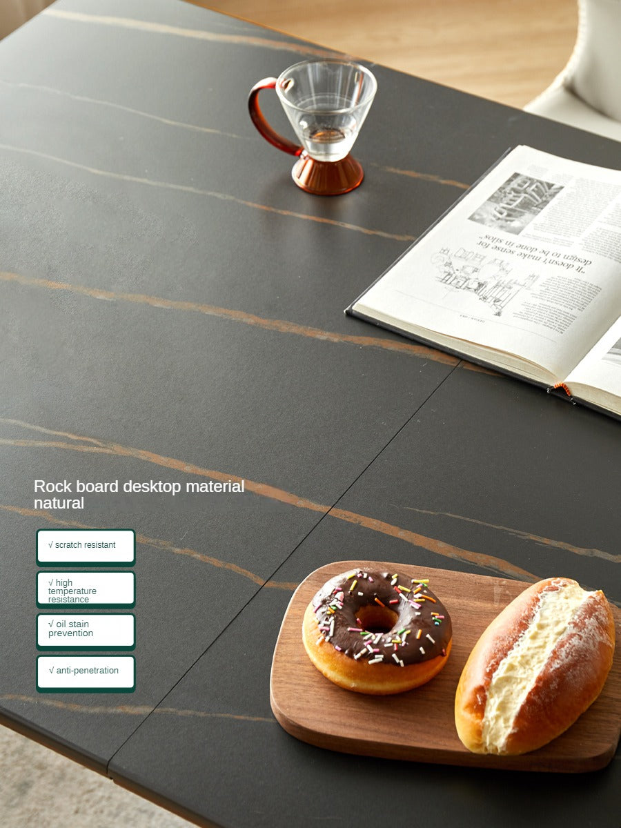 Black Walnut, Ash Solid Wood Telescopic Rock Slab Dining Table