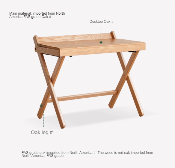 Oak solid wood modern folding table.