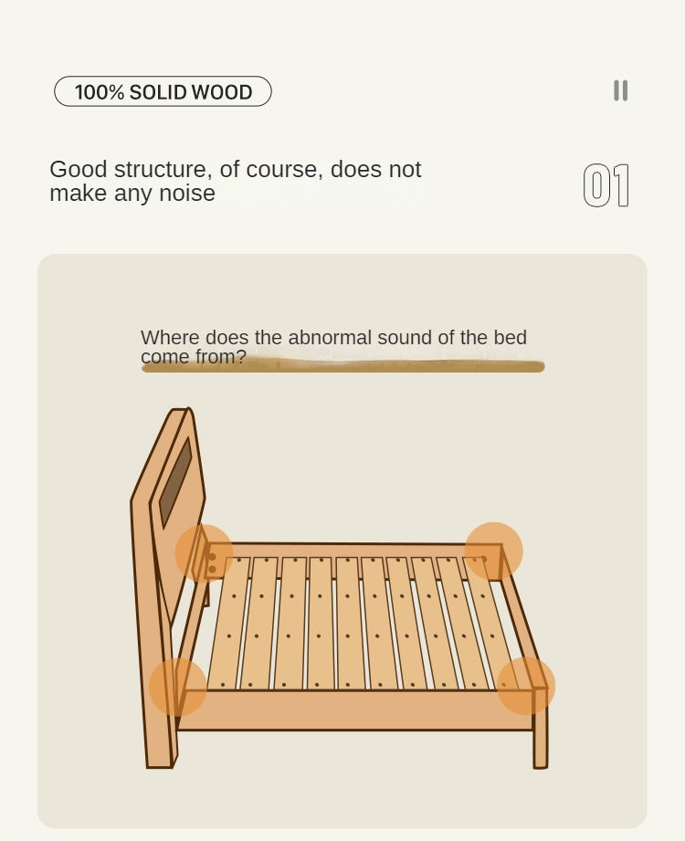 Oak, Beech Solid Wood With Light And Bookshelf Bed