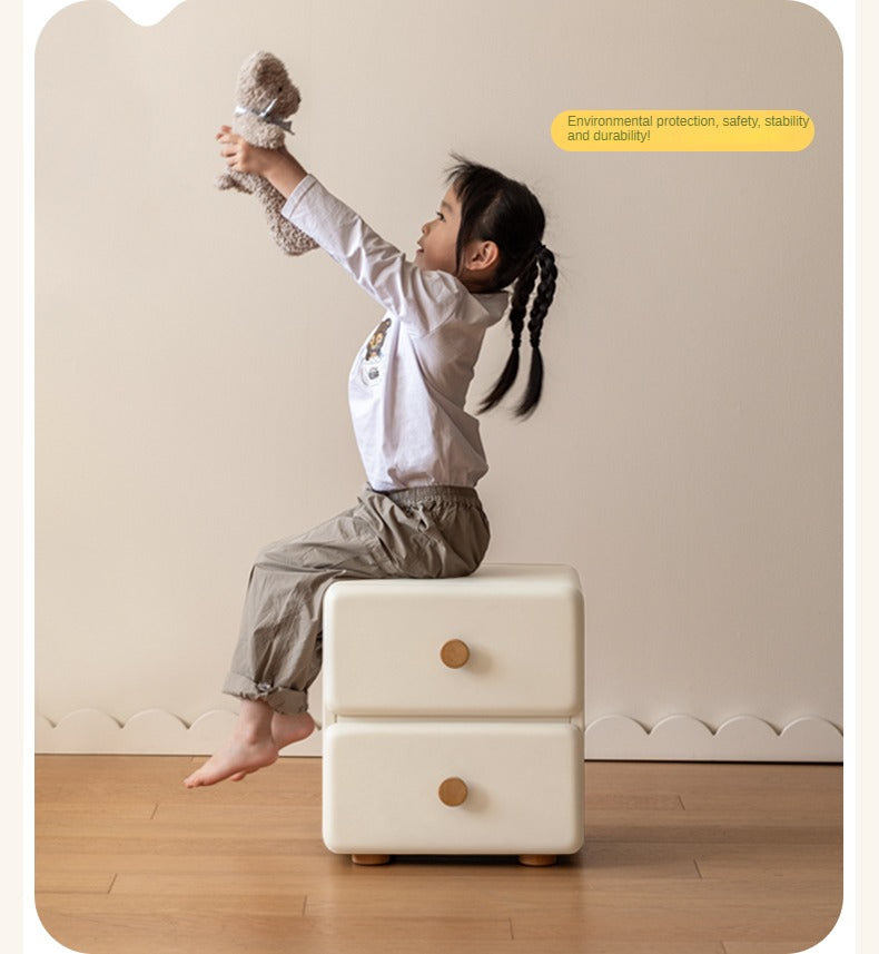 Organic Leather Cream Style Kids Nightstand