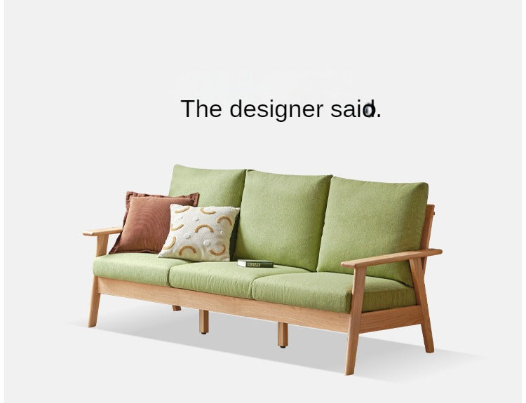 Oak Solid Wood Fabric Sofa.