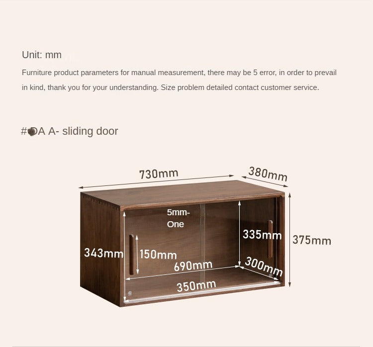Black Walnut Solid Wood Free Combination Multifunctional Bookcase.