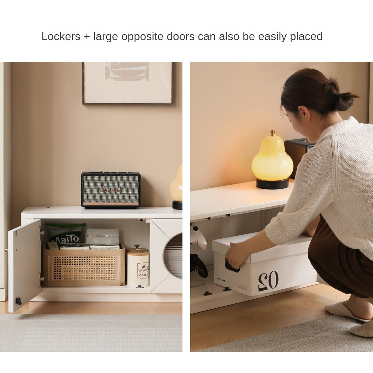 Solid RubberWood TV Cabinet Floor-Standing Low Cabinet.