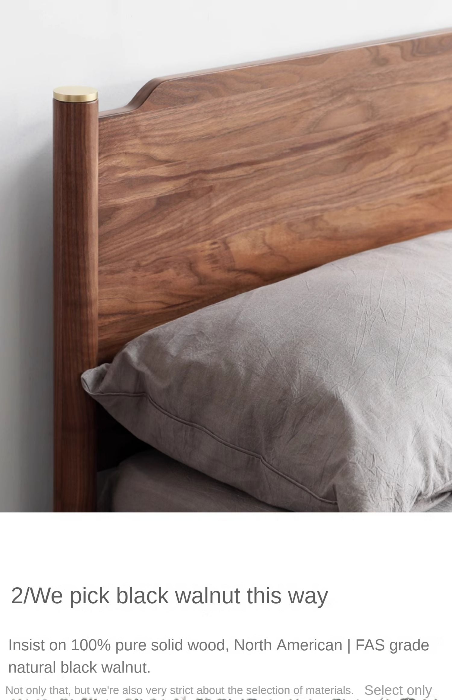 Black Walnut, Ash Solid Wood Bed