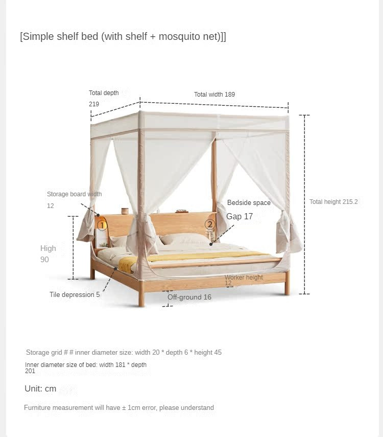 Oak Solid Wood Luminous Bed