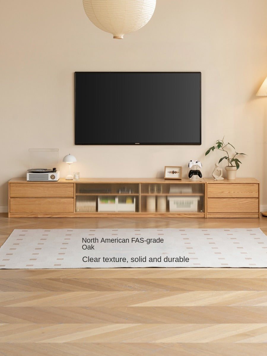Oak, Rubber Solid Wood TV Cabinet Floor Combination,