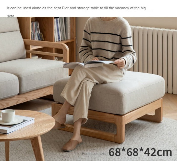 Oak Solid Wood Fabric Sofa.
