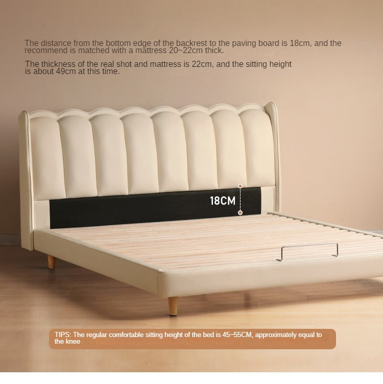 Organic Leather Art Bed Cream Style Modern