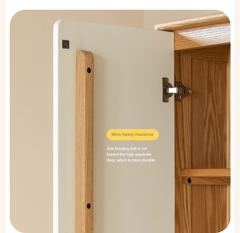Oak Solid Wood Children's Wardrobe Combination Storage Cabinet