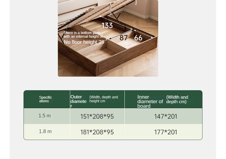 Black walnut solid wood storage box bed technology cloth soft back